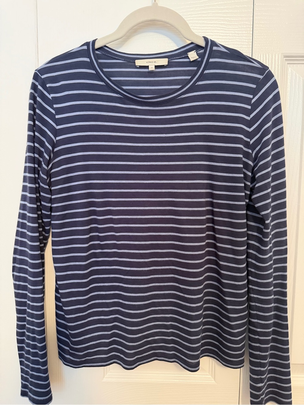 Vince Navy and Light Blue Striped Long-Sleeve Tee